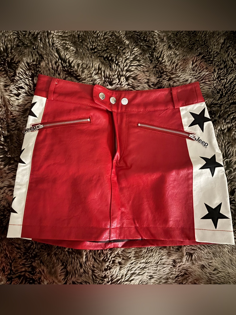Forever 21 X Jeep collab Red Women’s Faux Leather Skirt